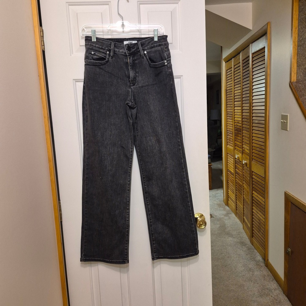 YMI Wanna Betta Butt Wide Leg Jeans Womens 7/28 Faded Black Denim High Rise